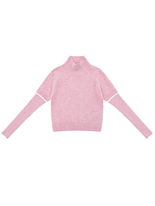 Half Turtleneck Sweater Knit Two Piece Tops