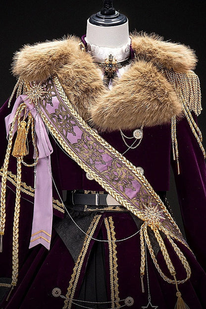 [Pre-order Deadline: December 7] Purple & Gold Royal Prince-Style Military Lolita Coordinated Outfit 1/2 + Full Set, Ouji Fashion