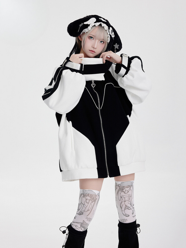 See -through laser color block sports jacket