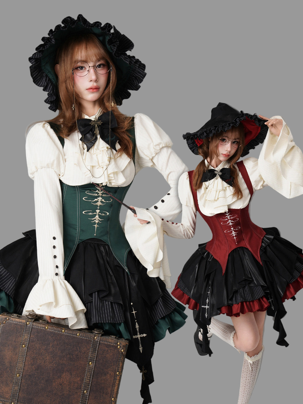 【12月3日予約締切】inverted spell contract ダークゴシックウィッチレッドドレスフルセット＋シャツ＋ベスト＋スカート