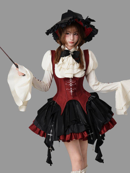 【12月3日予約締切】inverted spell contract ダークゴシックウィッチレッドドレスフルセット＋シャツ＋ベスト＋スカート