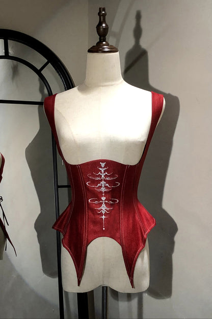 【12月3日予約締切】inverted spell contract ダークゴシックウィッチレッドドレスフルセット＋シャツ＋ベスト＋スカート