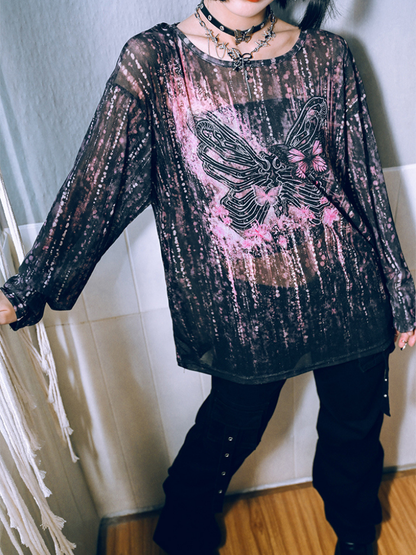 Sheer Dark Butterfly Tops