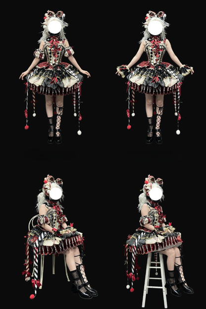 【12月26日予約締切】サーカスクイーンブラックアンドレッドロリータピエロドレス＋フルセットA/B
