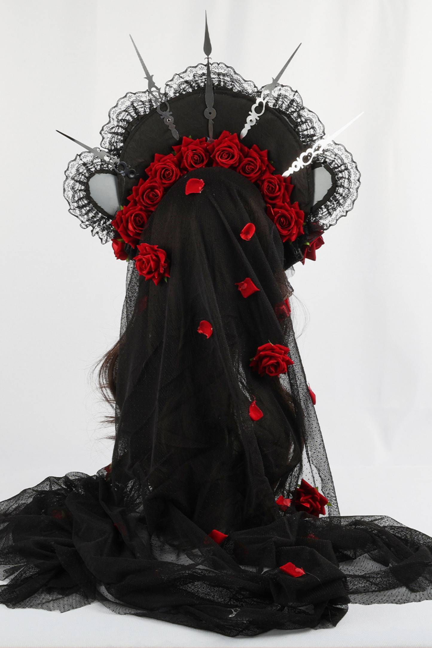 Gothic Rose Feather Hat + Bonnet + Hairband + Feather Clip