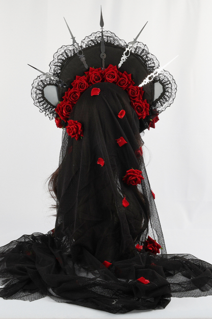 Gothic Rose Feather Hat + Bonnet + Hairband + Feather Clip
