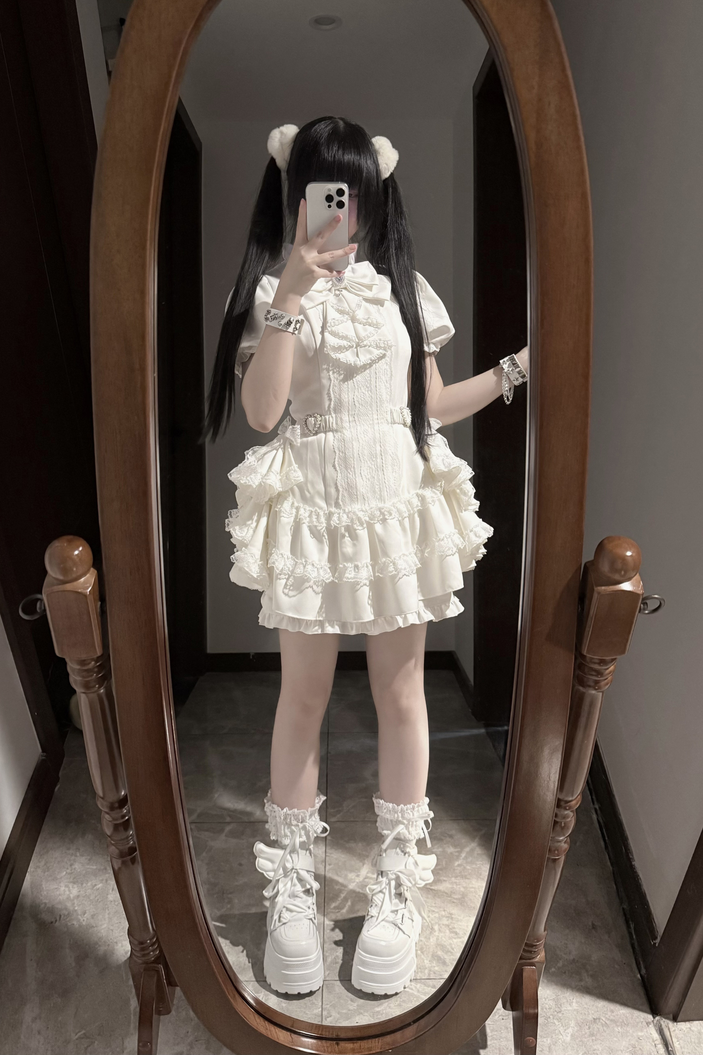 パフスリーブエレガントゴシックスタイルトップス+パンツ