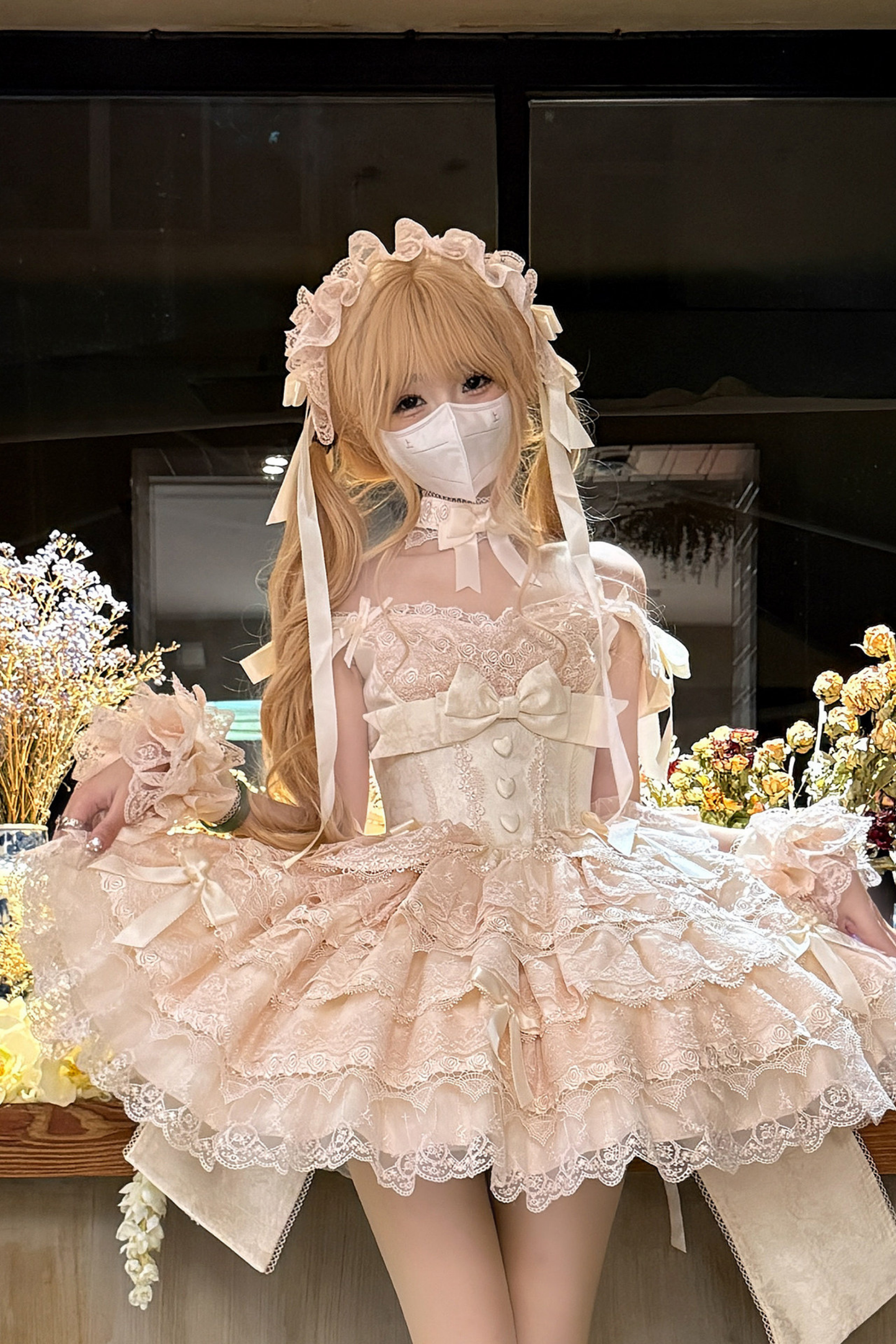 【予約商品】プリンセスバレエケーキロリータドレス+ヘアバンド+ネックレス+スリーブ+テール