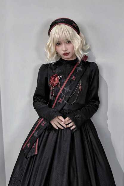 【4月19日预售截止】哥特蕾丝连衣裙+胸衣+裙子+上衣+发带+帽子+胸针