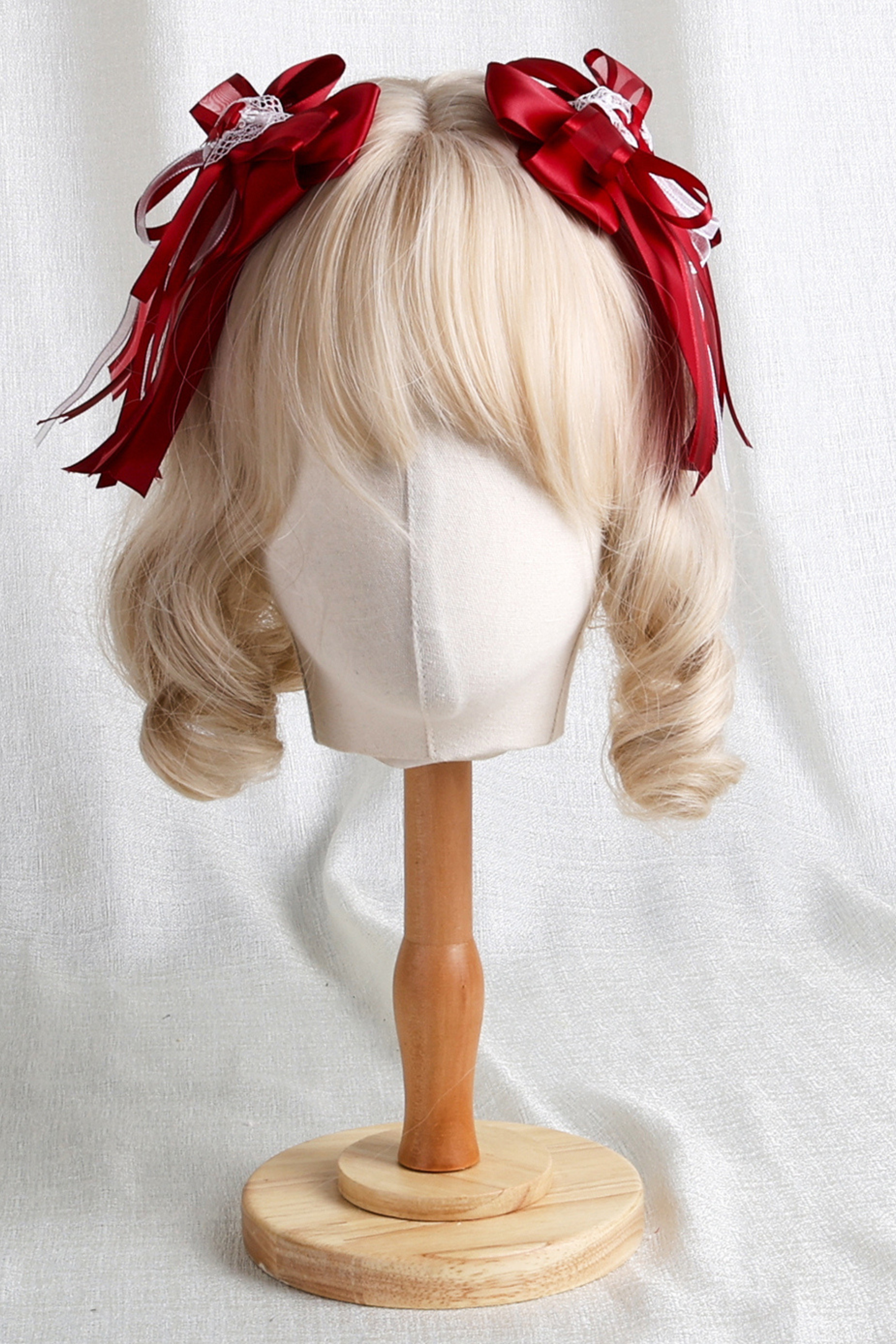 ローズレースロリータボンネット+ハット+ヘアバンド+クリップハット+クラウン