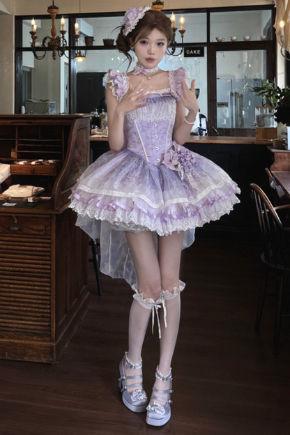 【予約商品】バレエスタイルエレガントドレス+ハット+ヘアバンド+リボンテール