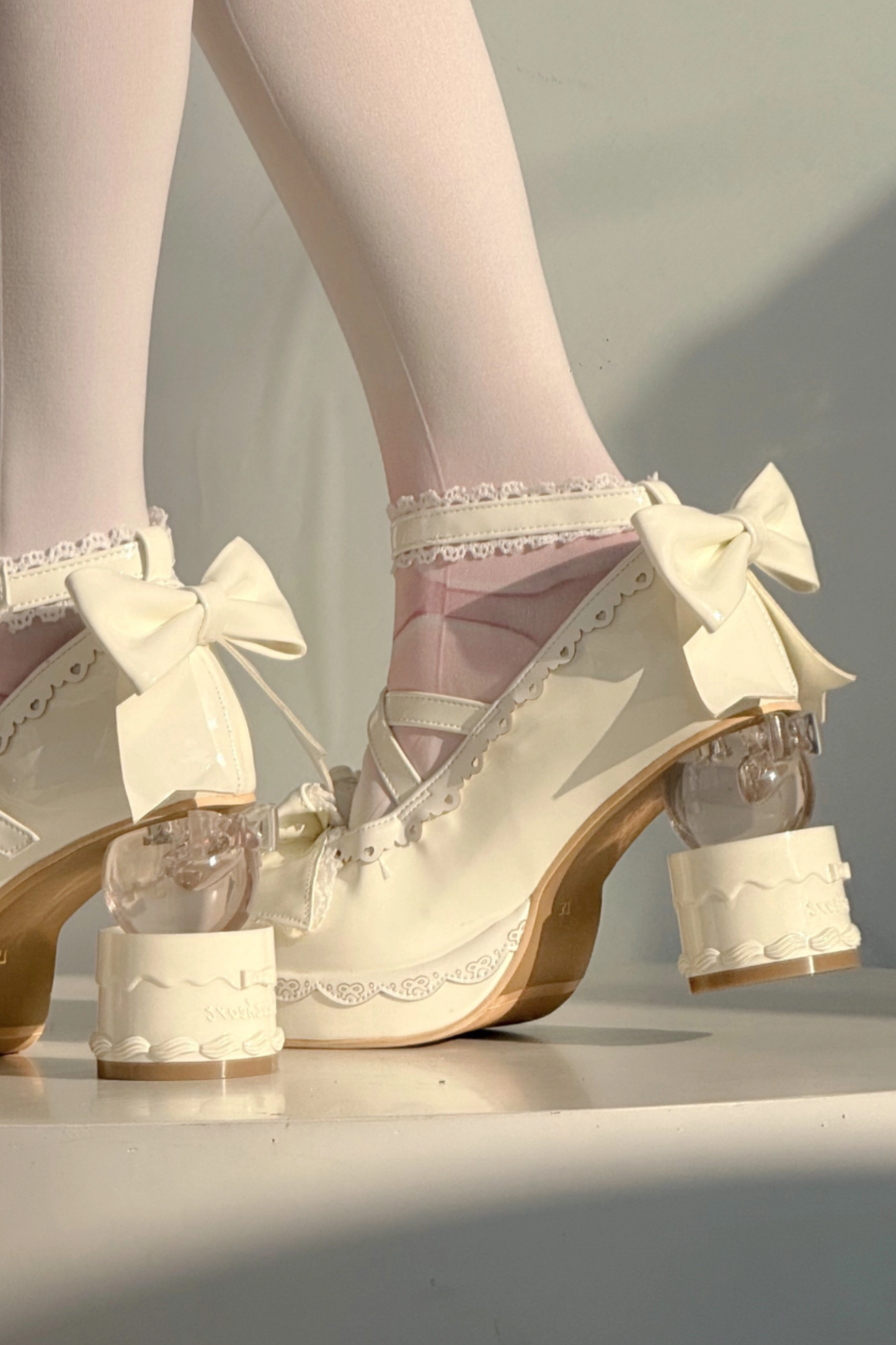 リボンレースロリータクリスタルヒール