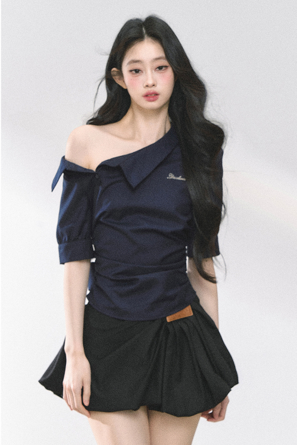 Bag Ribbon One Shoulder Tops