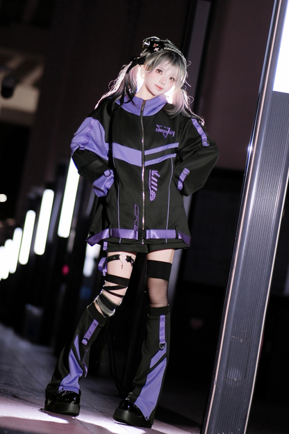 サイバーサブカルジャージジャケット+ショートパンツ+レッグカバー