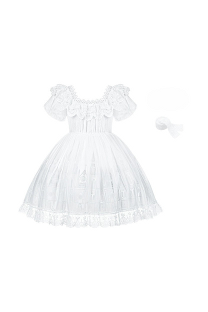 ゴシックツインズロリータドレス＋ハンドスリーブ＋ネックレス＋ヘッドバンド＋ベール＋コルセット＋取り外し可能カーテン＋コサージュ