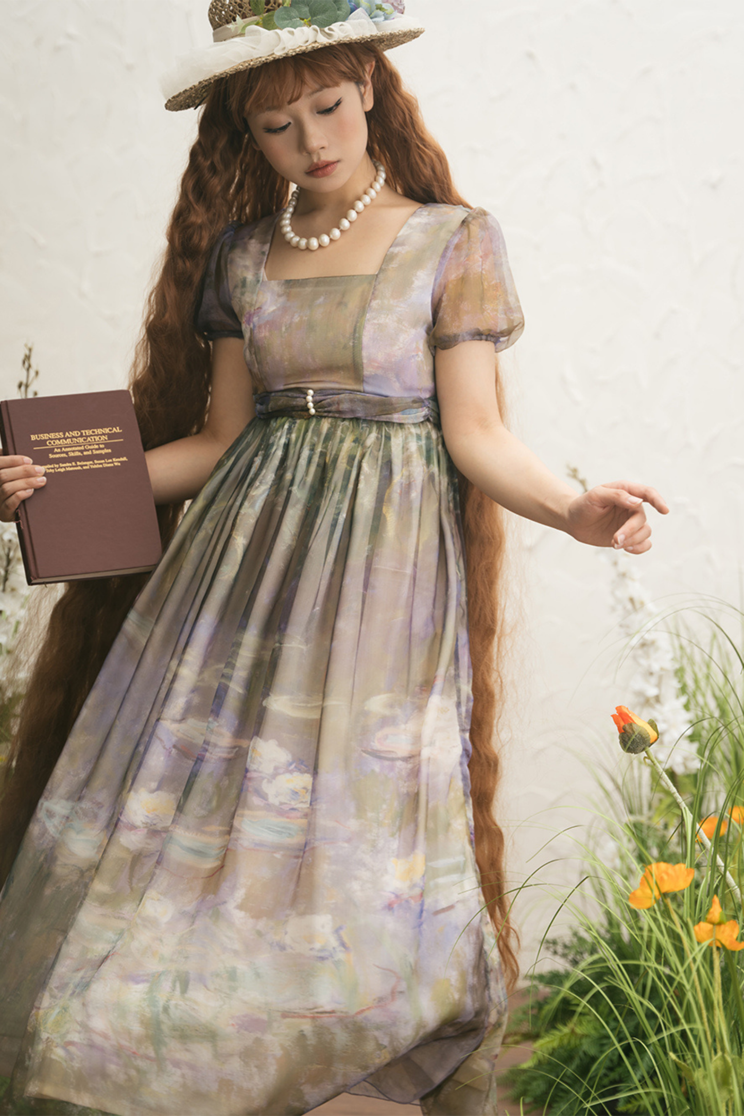 マーブルアートハイウエストマークロリータドレス