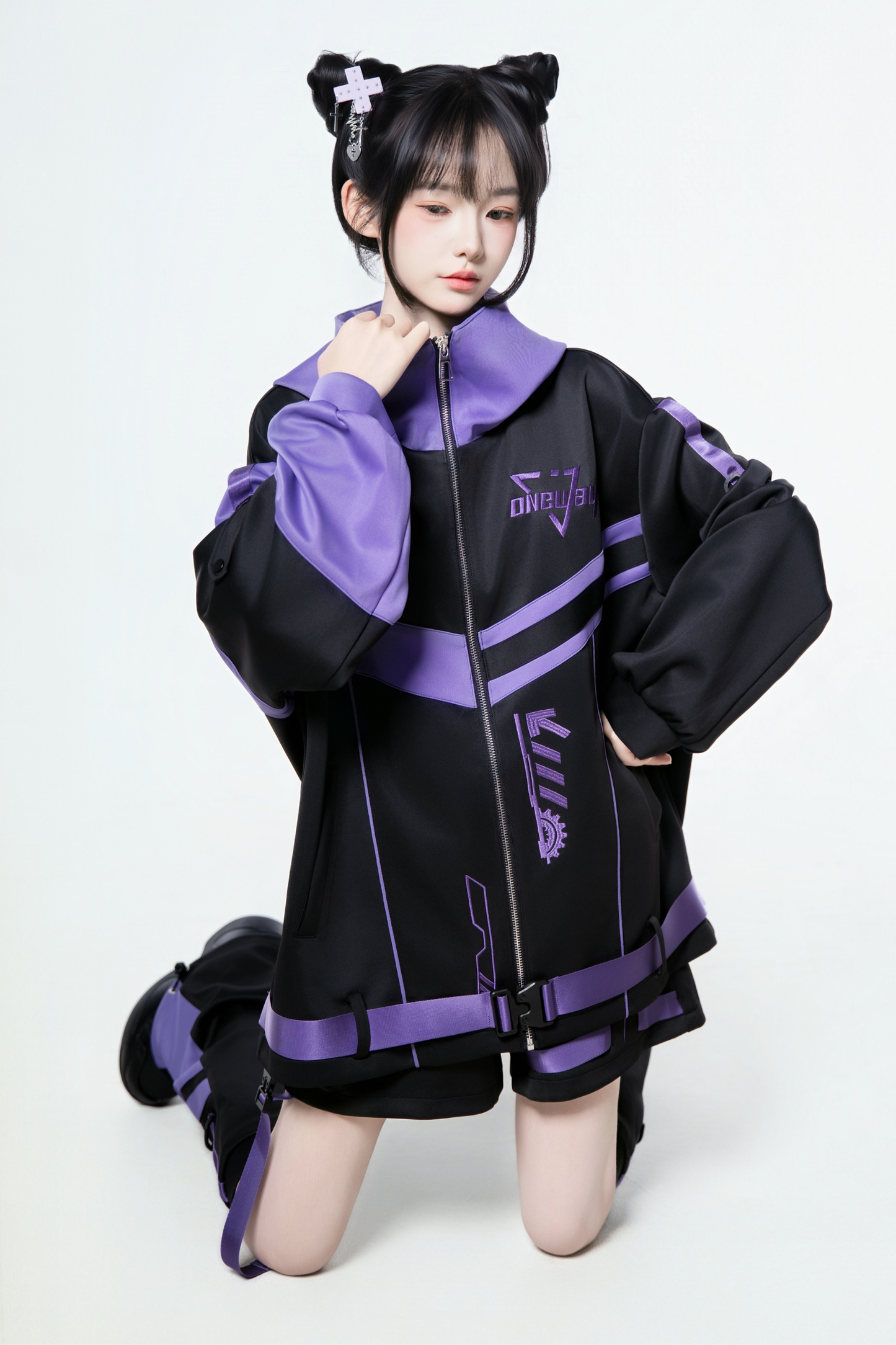 サブカルサイバージャケット+ショートパンツ+レッグカバー