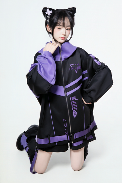 サブカルサイバージャケット+ショートパンツ+レッグカバー