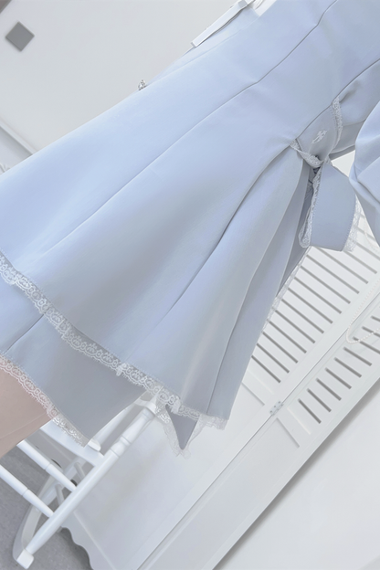 Cross Ruffle Collar Peplum Top + Shorts