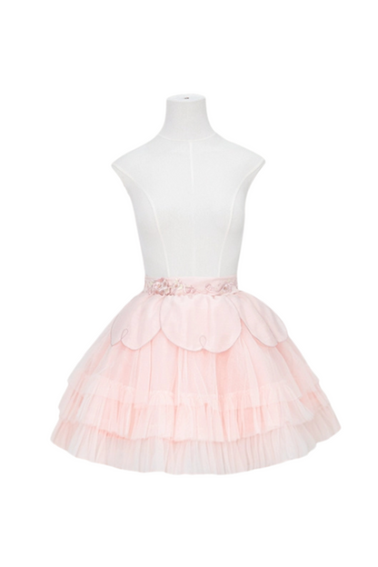 Cherry blossom color sweet princess Lolita dress + doll color top + sheer cardigan + apron