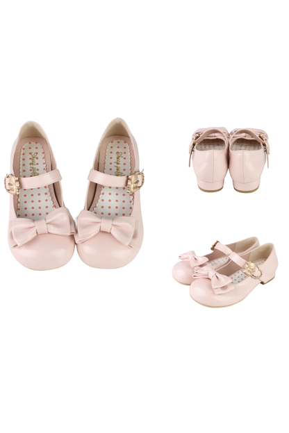 Glossy Sheep Bowknot Shoes