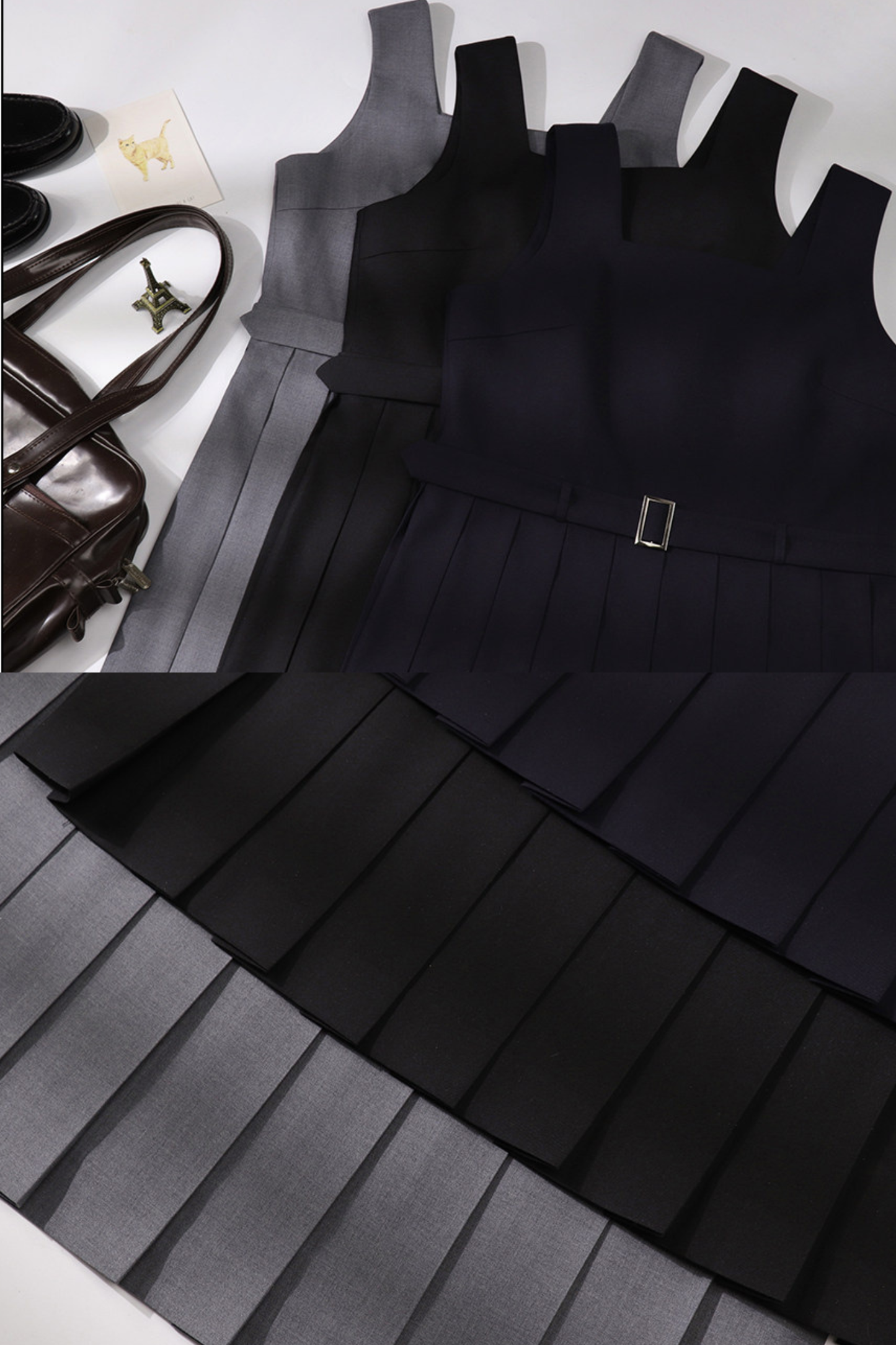 Retro College Plissee-Westenkleid