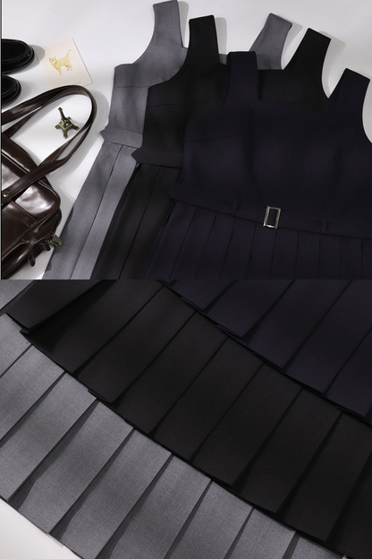 Retro College Plissee-Westenkleid