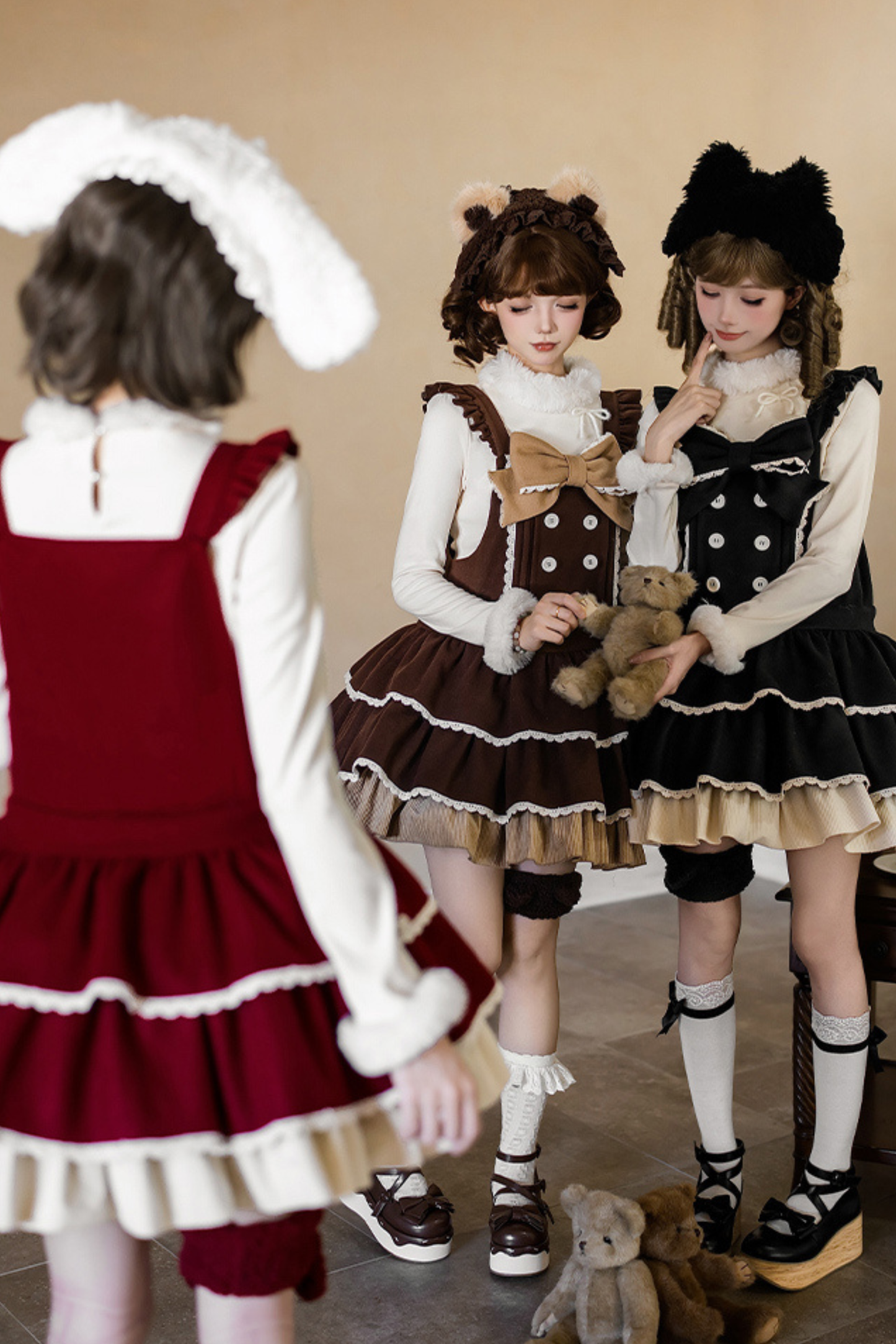 ドールロリータドレス+トップス+アニマルレッグループ+アニマルヘアバンド