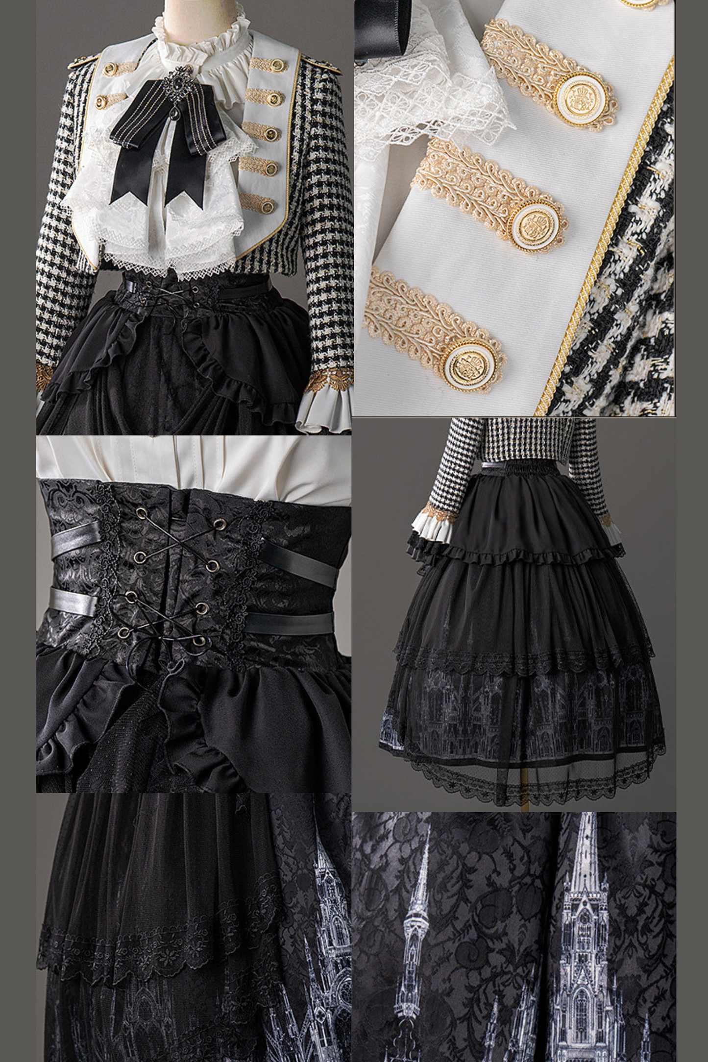 【予約商品】チャーチクワイアゴシックロリータハウンドストゥースドレスアンドプリンススーツフルセット＋コンプリートセット＋ハット