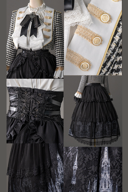 【予約商品】チャーチクワイアゴシックロリータハウンドストゥースドレスアンドプリンススーツフルセット＋コンプリートセット＋ハット