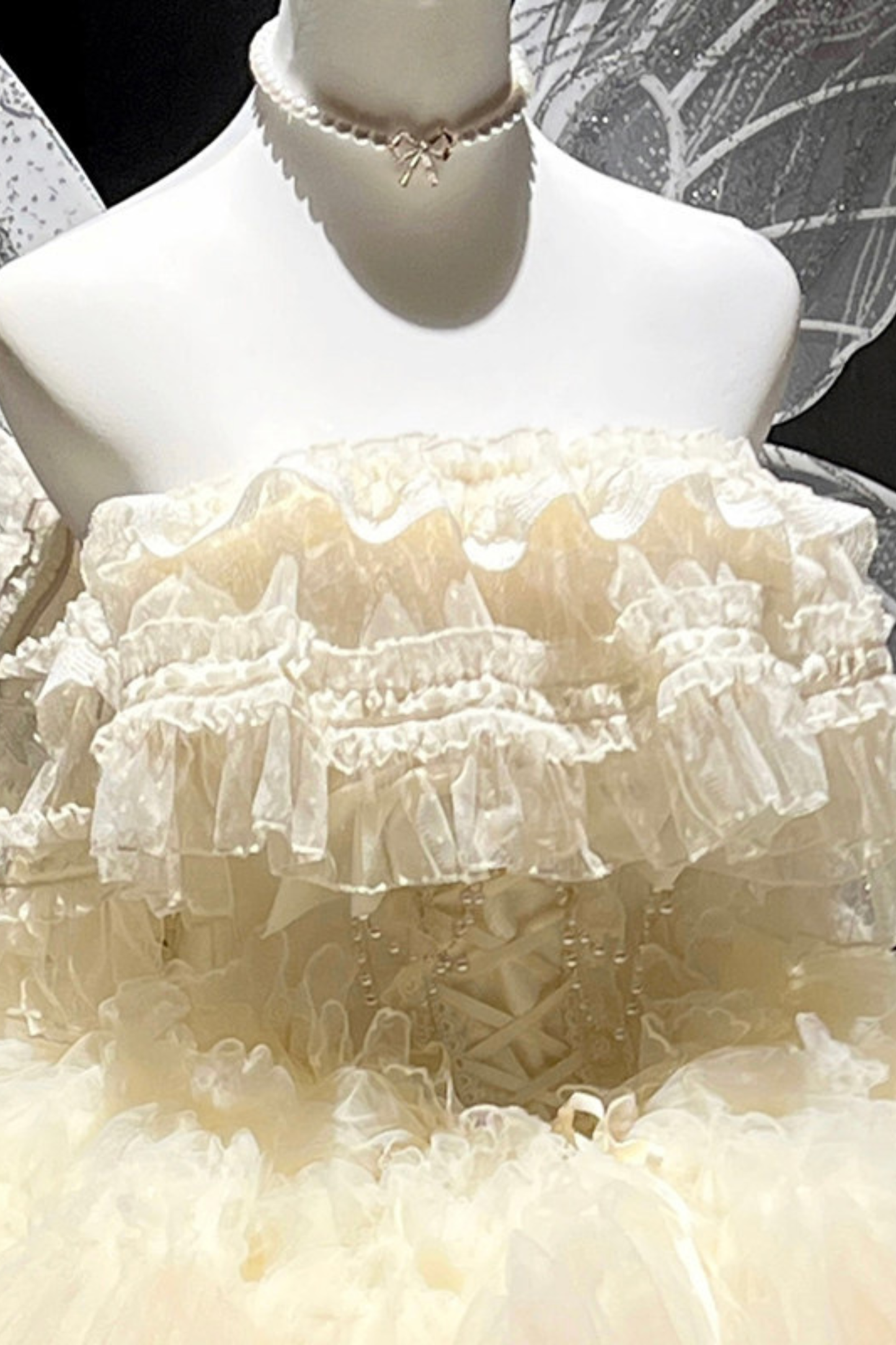 [Vorbestellung bis 31. März] Ewiger Edelstein-Hochzeitsrock + Schal + Ärmel + Schleier + Schleppe