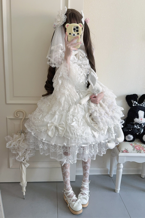 Sweetheart Lolita Dress + Ribbon + Veil