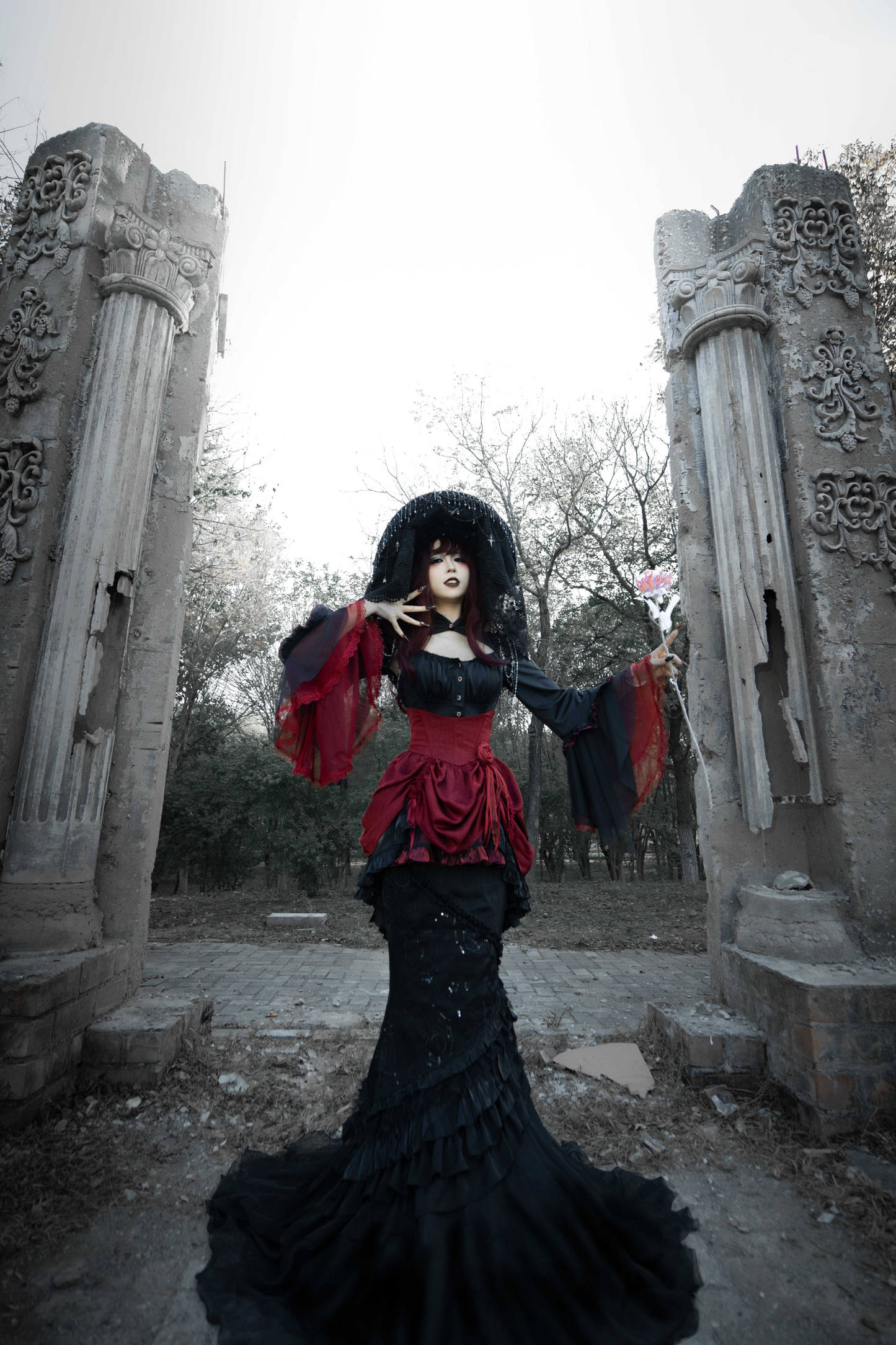 ダークフラワーゴシックロリータセットアップ