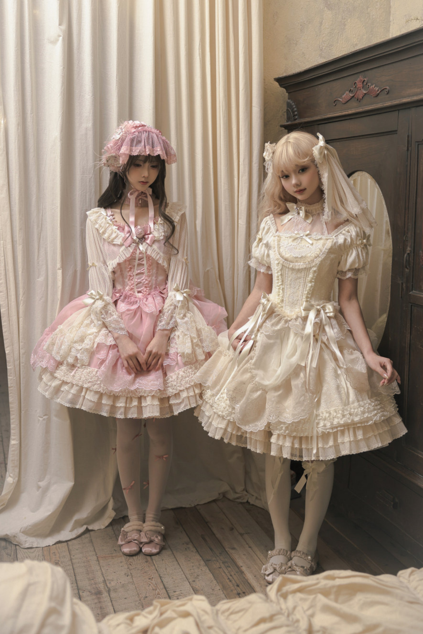 Moon River Lolita Puff Sleeve Top + Vest + Skirt