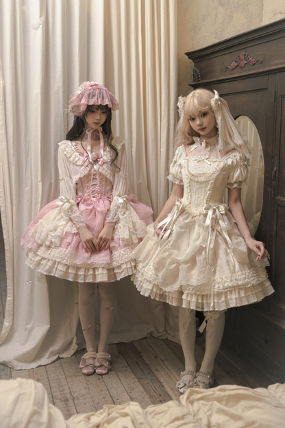 Moon River Lolita Puff Sleeve Top + Vest + Skirt