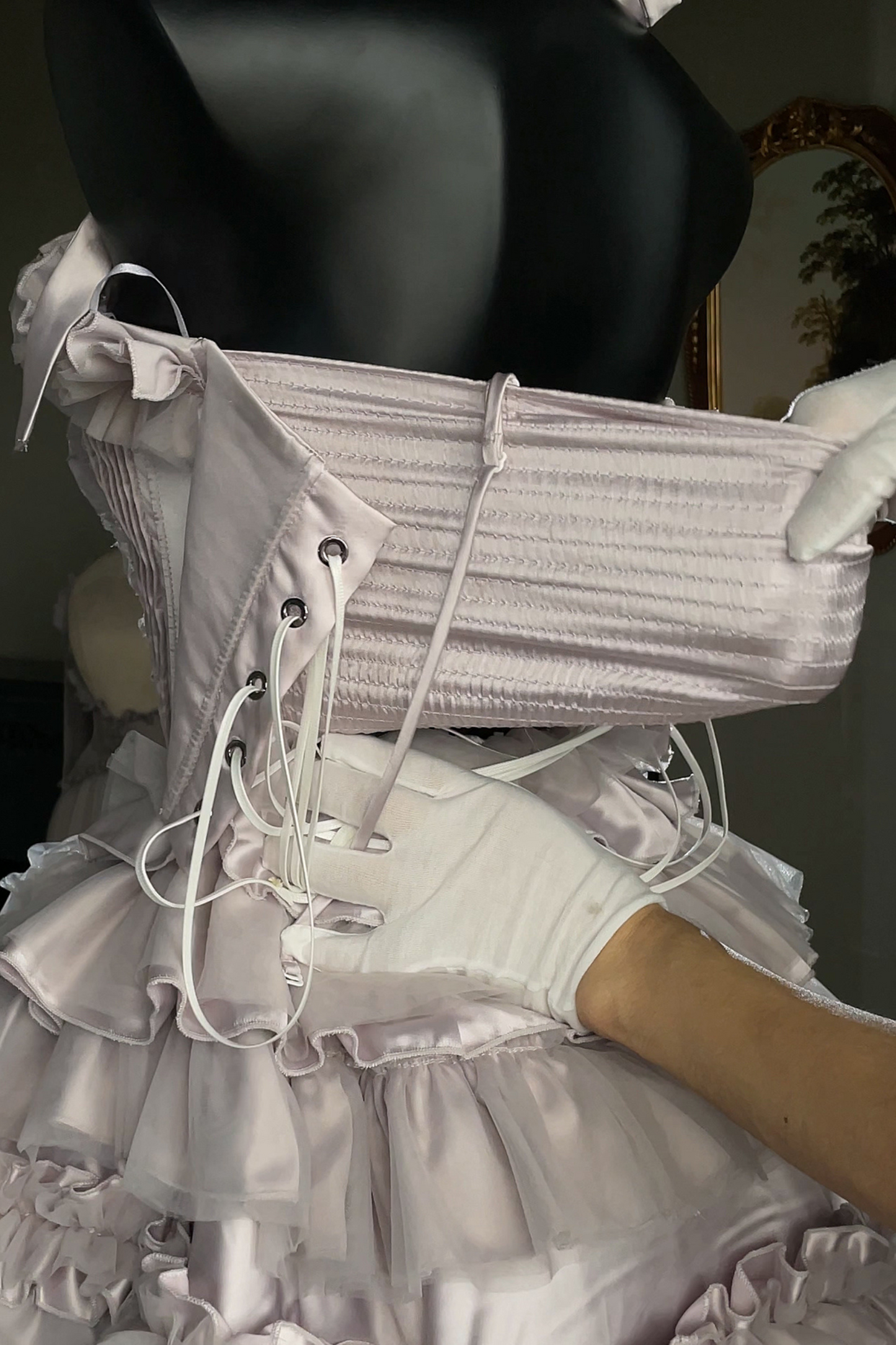 ビクトリアフラワーチューブトップス＋ショートスカート＋ロングスカート＋ガーゼスカート＋アームリング＋チョーカー