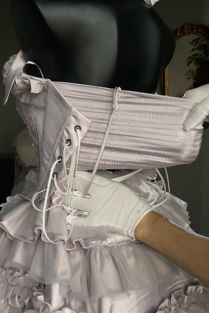 ビクトリアフラワーチューブトップス＋ショートスカート＋ロングスカート＋ガーゼスカート＋アームリング＋チョーカー