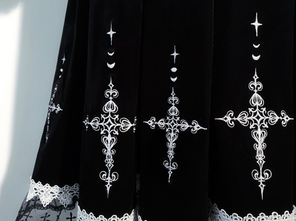 【3月1日予約締切】ムーンクロスジュリエットスリーブブラックベルベットゴシックドレス＋アクセサリー