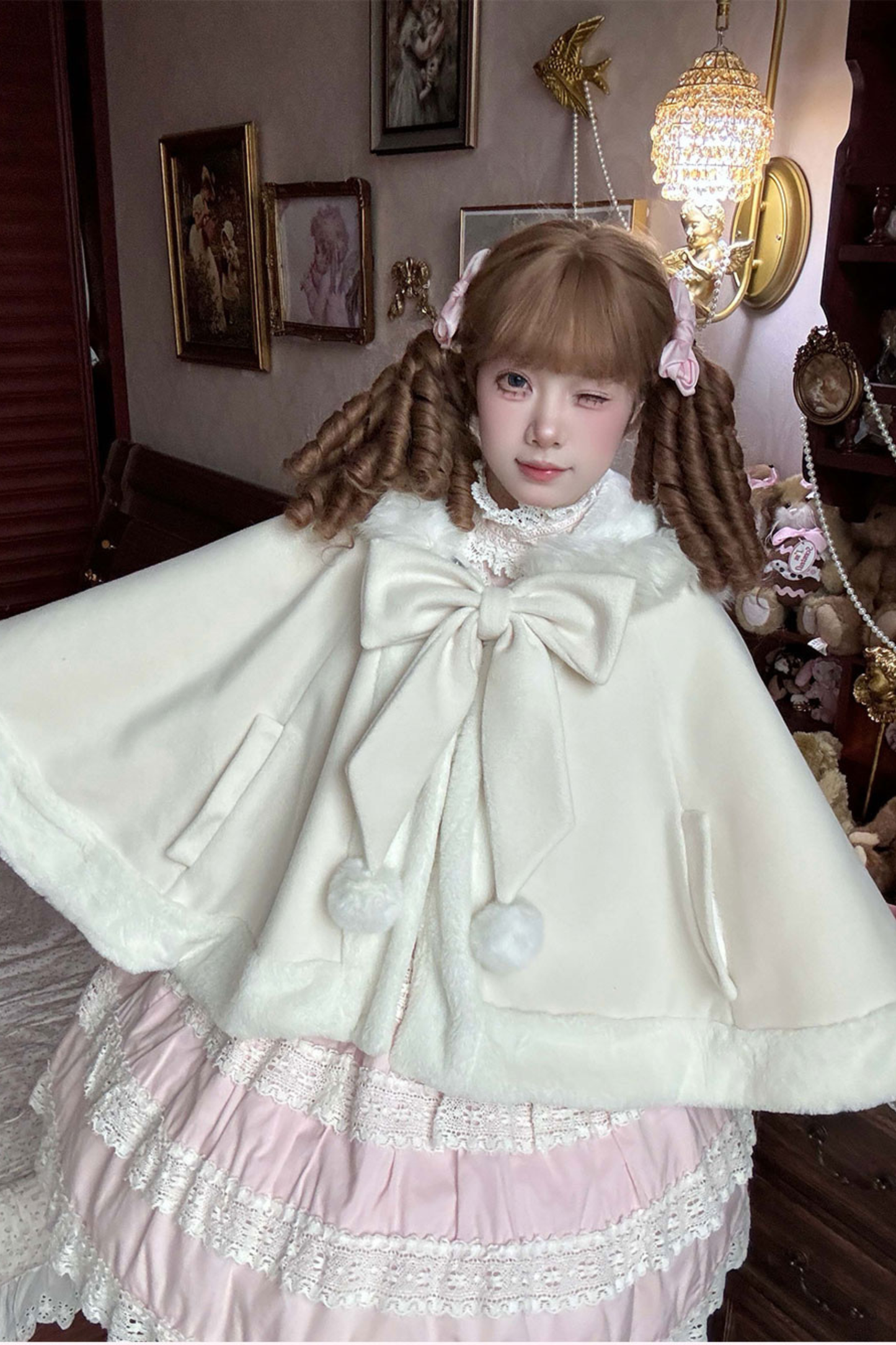 ファーバニーフードマント