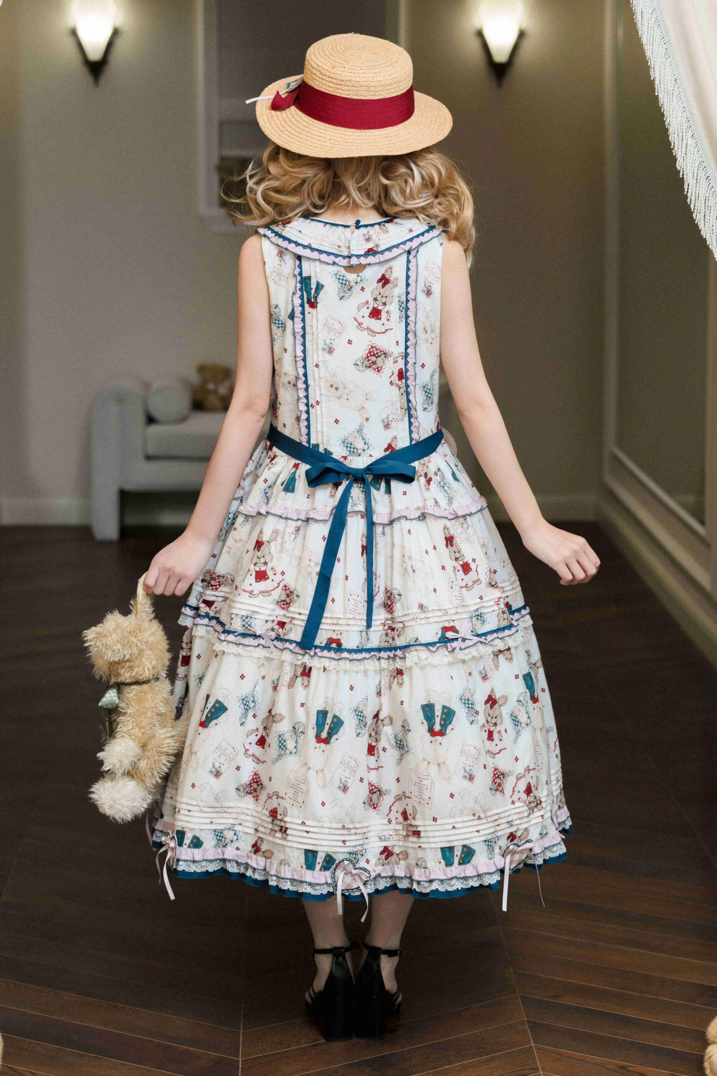 Retro Bear Puff Sleeve Dress + Sleeveless Dress