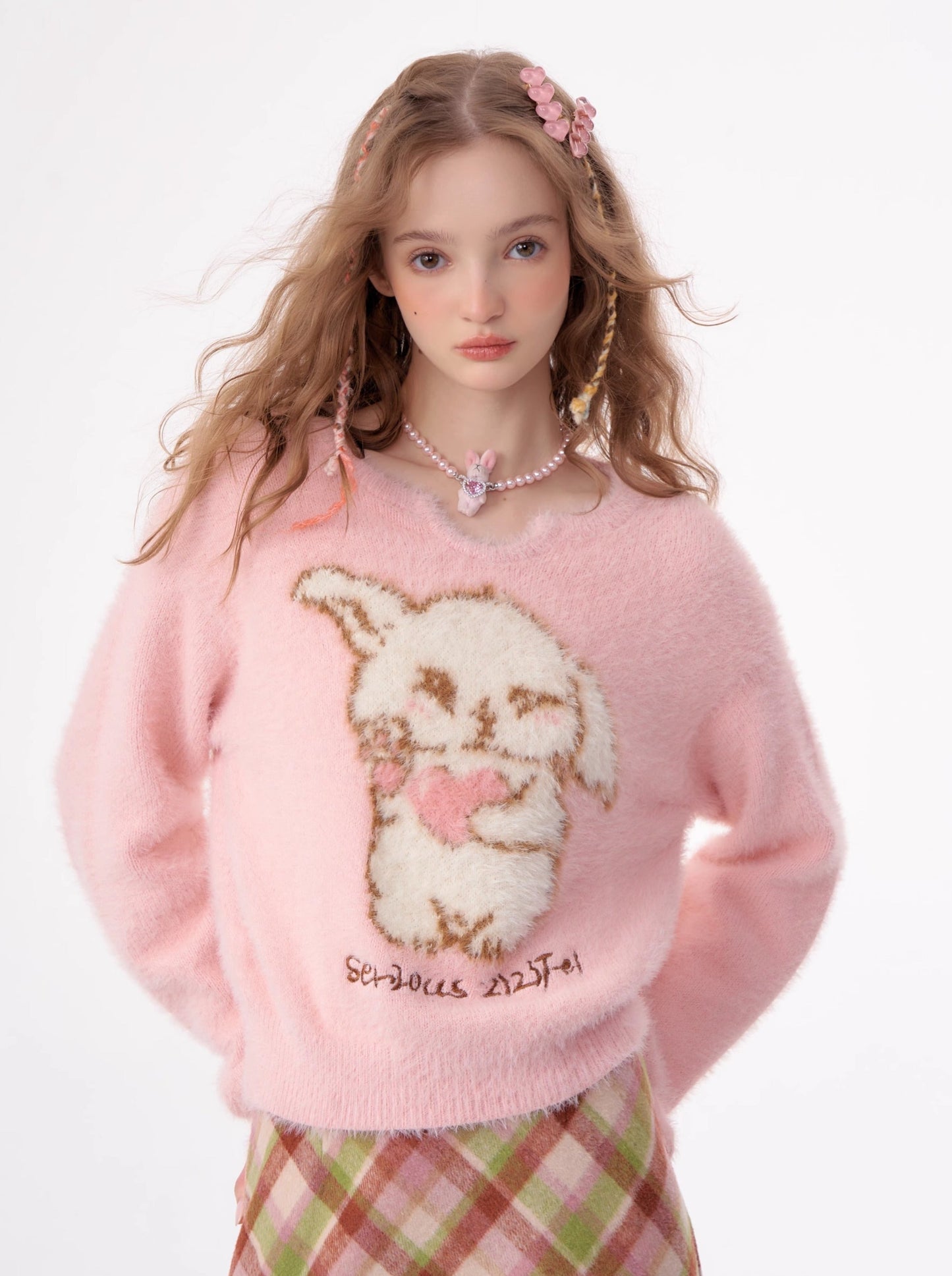 American Retro Wax Pullover Milk Type Fur Tops