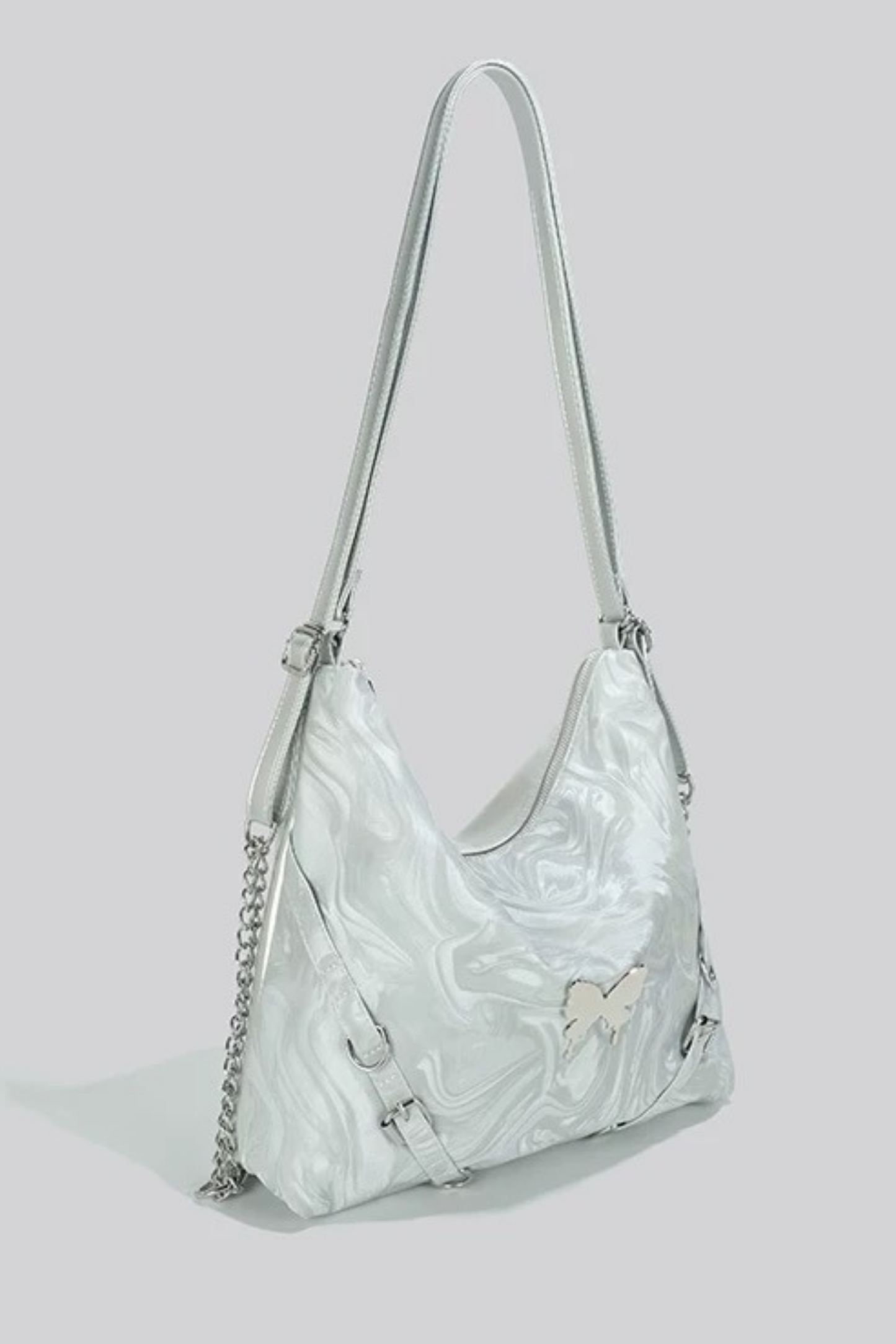 Silver Butterfly Wan Shoulder Bag