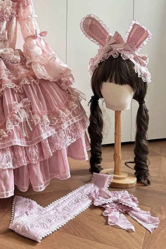 【6月20日予約締切】ピンク/ブルースイートラビットリボンフェアリープリンセスシリーズアクセサリー（うさ耳ヘアバンド・サッシュ）