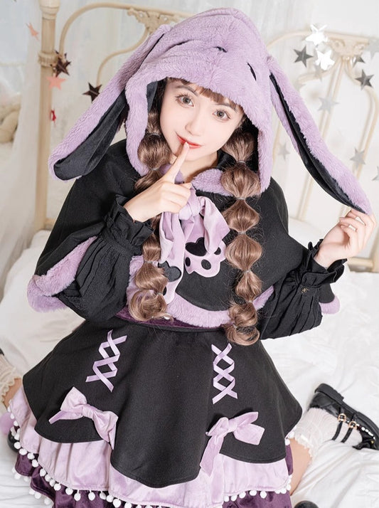 Bunny Fur Hooded Cape