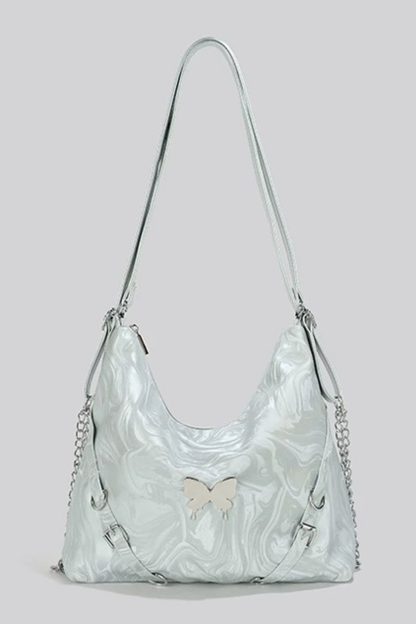 Silver Butterfly Wan Shoulder Bag