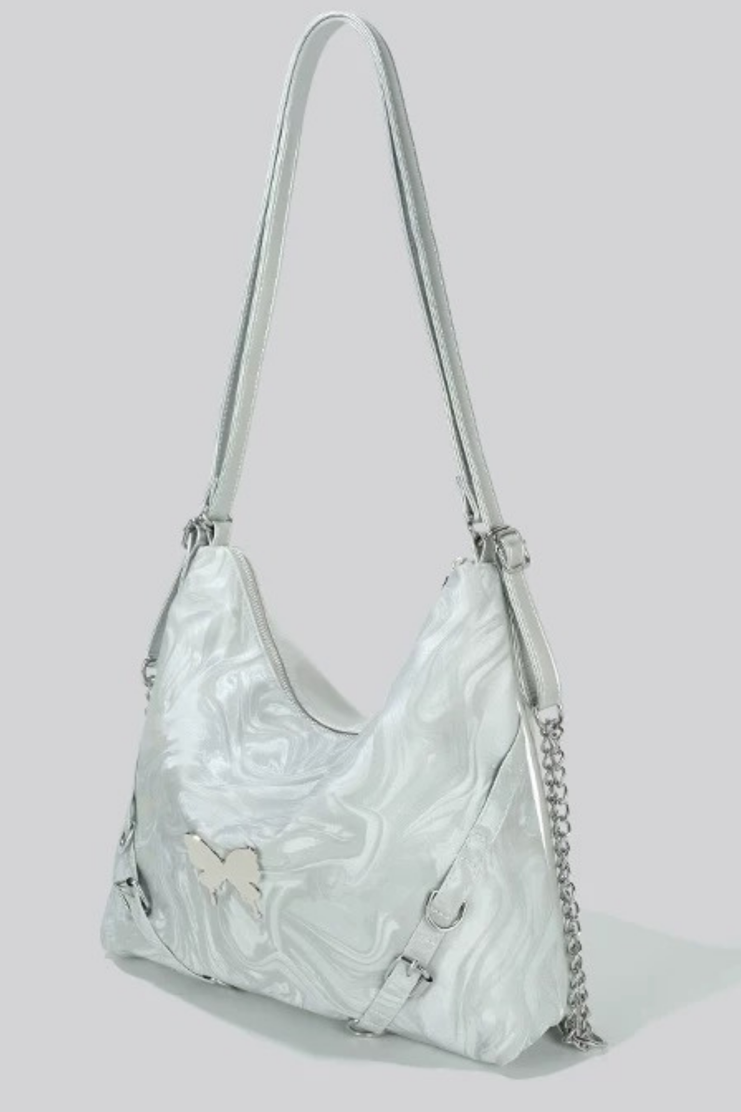 Silver Butterfly Wan Shoulder Bag