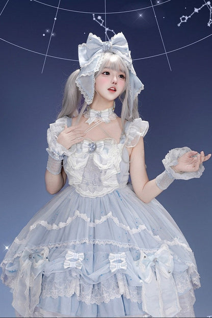 [Pre-order Deadline: September 23] Light Blue/Dark Blue Celestial Star Series Accessories (Ribbon Veil Hat, Ribbon Headband Kc, Wrist Cuffs, Choker)