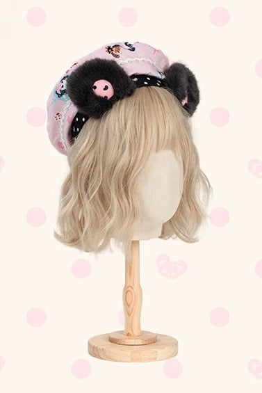 [Reservierungsschluss am 1025] Pink/Grüne Chinoiserie-Lolita-Sweet-Panda-Serie Accessoires (Teetassen-inspirierter Minihut, Pandaohren-Haube, Pandaohren-KC, Pandaohren-Barett, Haarclip, Halskette, Handtasche, Quastenbrosche, Socken)