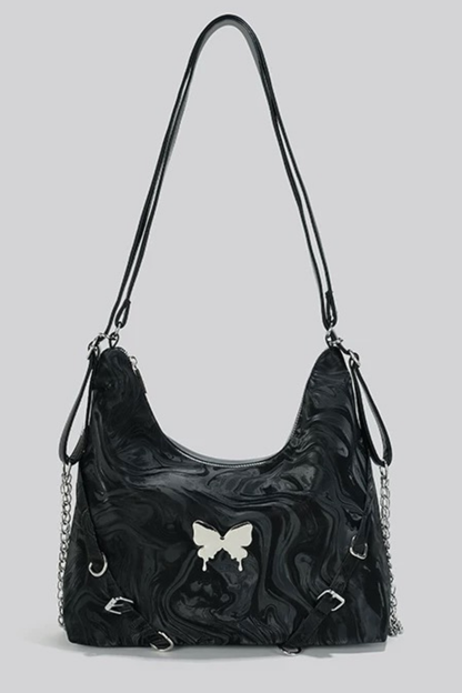 Silver Butterfly Wan Shoulder Bag