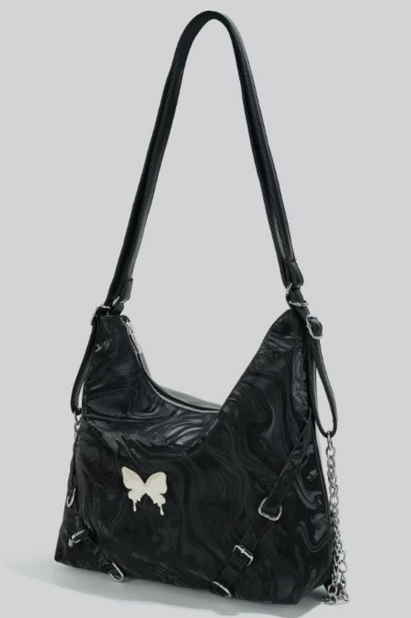 Silver Butterfly Wan Shoulder Bag